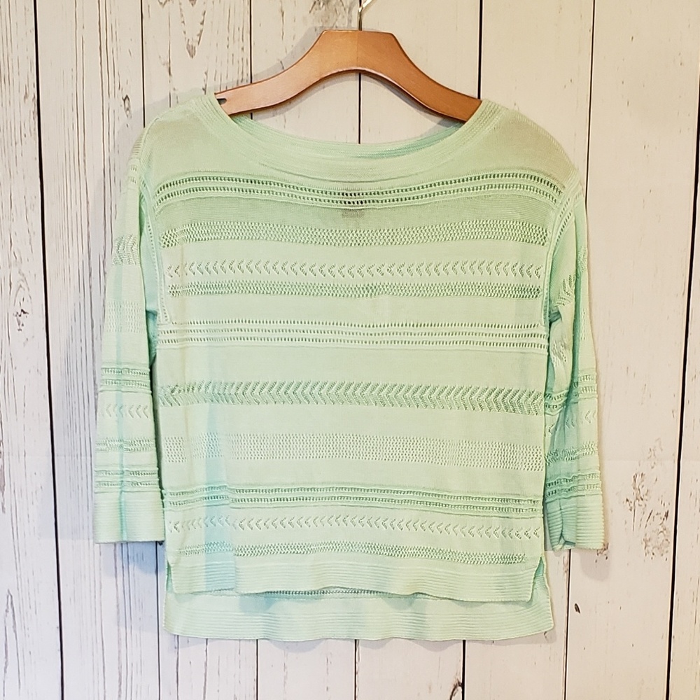 White House Black Market Open Knit Sweater Mint S - Picture 1 of 7